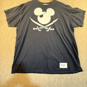 Disney Mickey Mouse Pirates of the Caribbean Black Graphic T-Shirt Mens XL